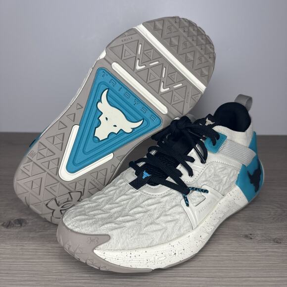 New Under Armour Project Rock 6 Training Shoes Men\'s Size 7.5 Tan Teal 3026534 main image 8